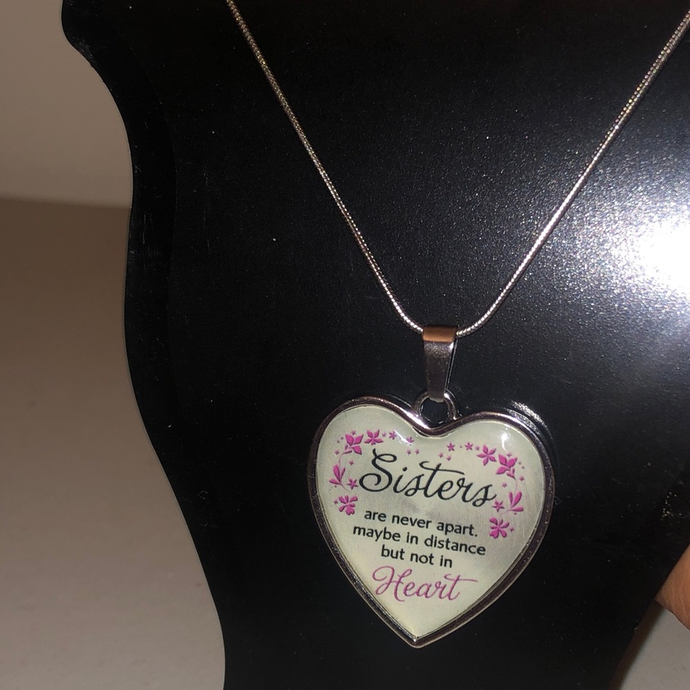 SISTERS Poetry Pendant Inspirational Friendship Family Heart Necklace
